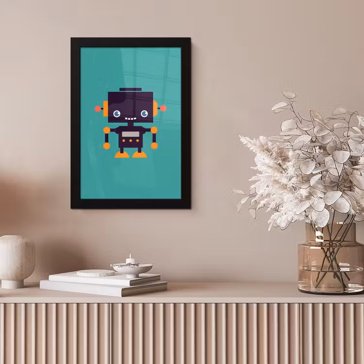 Poster met lijst - Robot - Gezicht - Antenne - Blauw - Jongens — 5