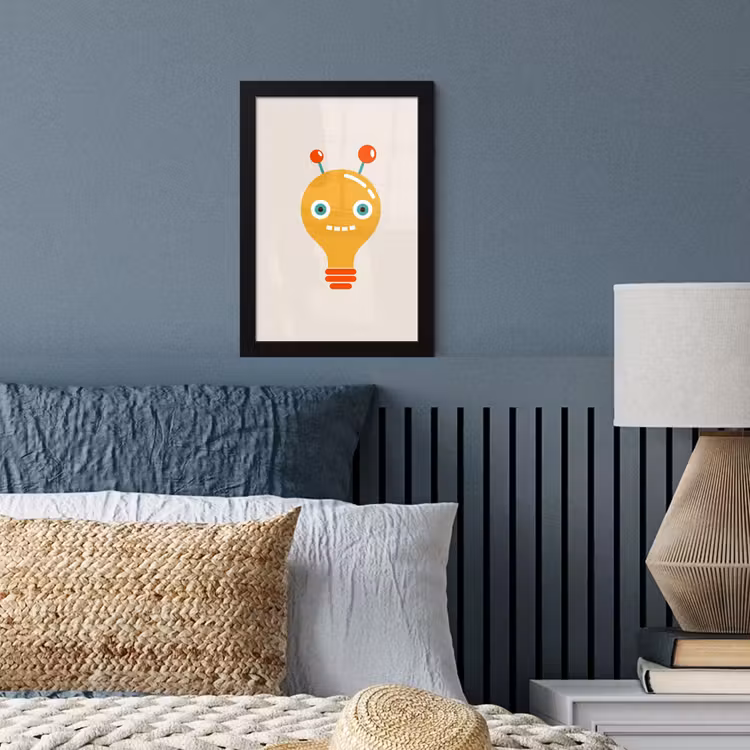 Poster met lijst - Robot - Gloeilamp - Gezicht - Antenne - Kinderen — 3