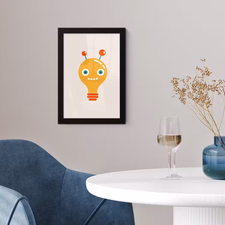 Poster met lijst - Robot - Gloeilamp - Gezicht - Antenne - Kinderen — 4