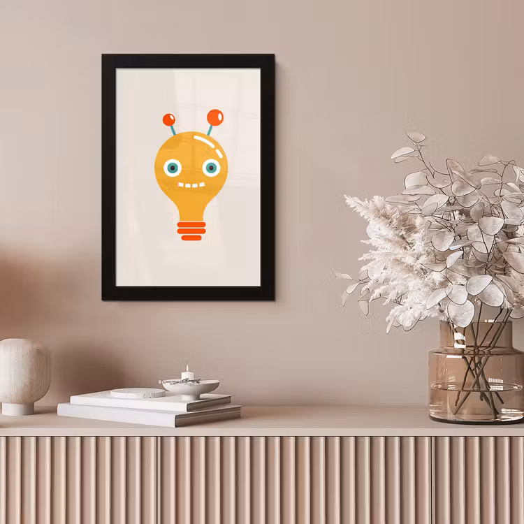 Poster met lijst - Robot - Gloeilamp - Gezicht - Antenne - Kinderen — 5