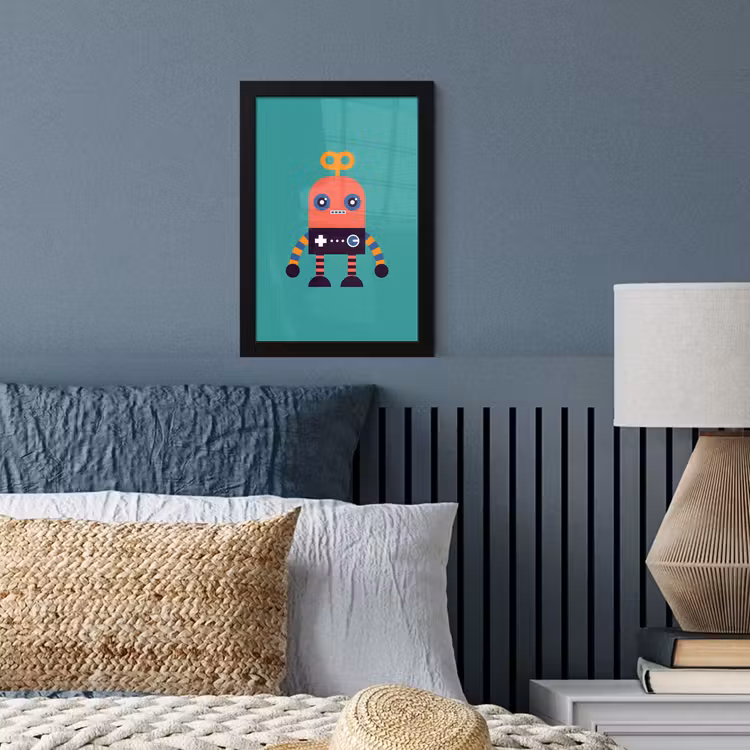 Poster met lijst - Robot - Speelgoed - Gezicht - Roze - Jongens - Kinderen — 3