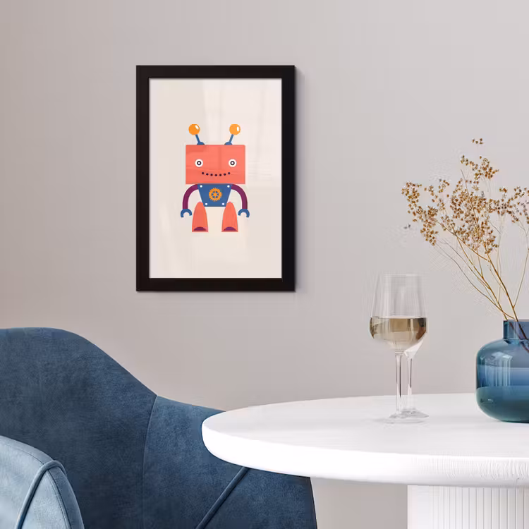 Poster met lijst - Robot - Tandwiel - Gezicht - Antenne - Kids - Jongetjes — 4