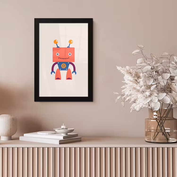 Poster met lijst - Robot - Tandwiel - Gezicht - Antenne - Kids - Jongetjes — 5