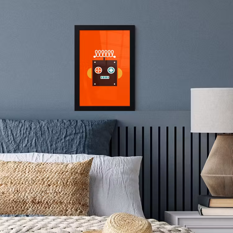 Poster met lijst - Robot - Vormen - Gezicht - Oranje - Jongens - Kinderen — 3