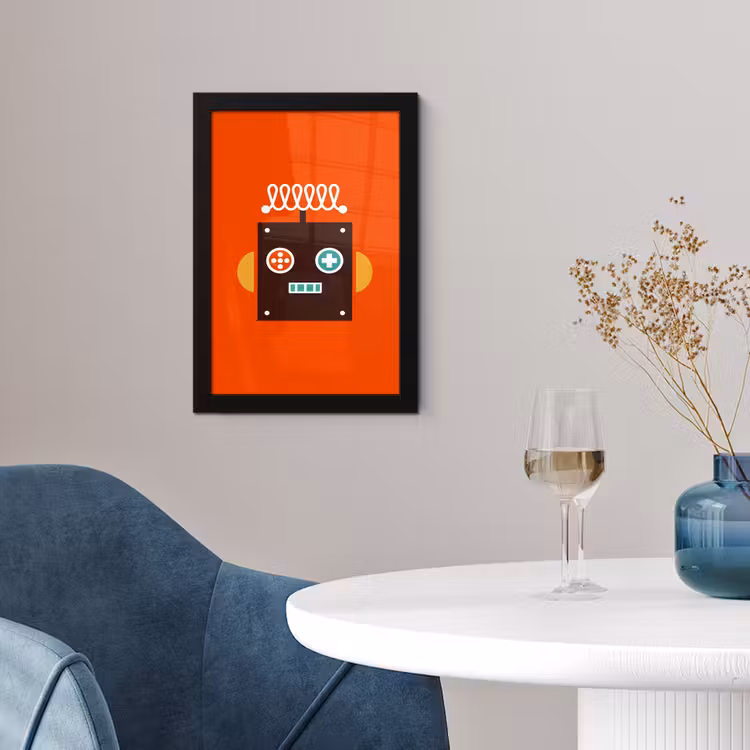 Poster met lijst - Robot - Vormen - Gezicht - Oranje - Jongens - Kinderen — 4