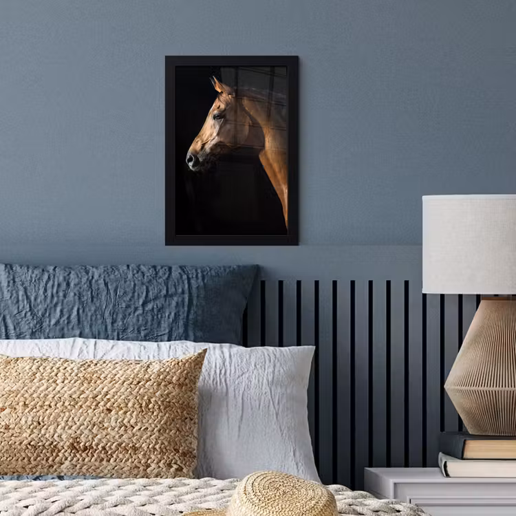 Poster met lijst - Paard - Dieren - Nacht - Zwart — 3