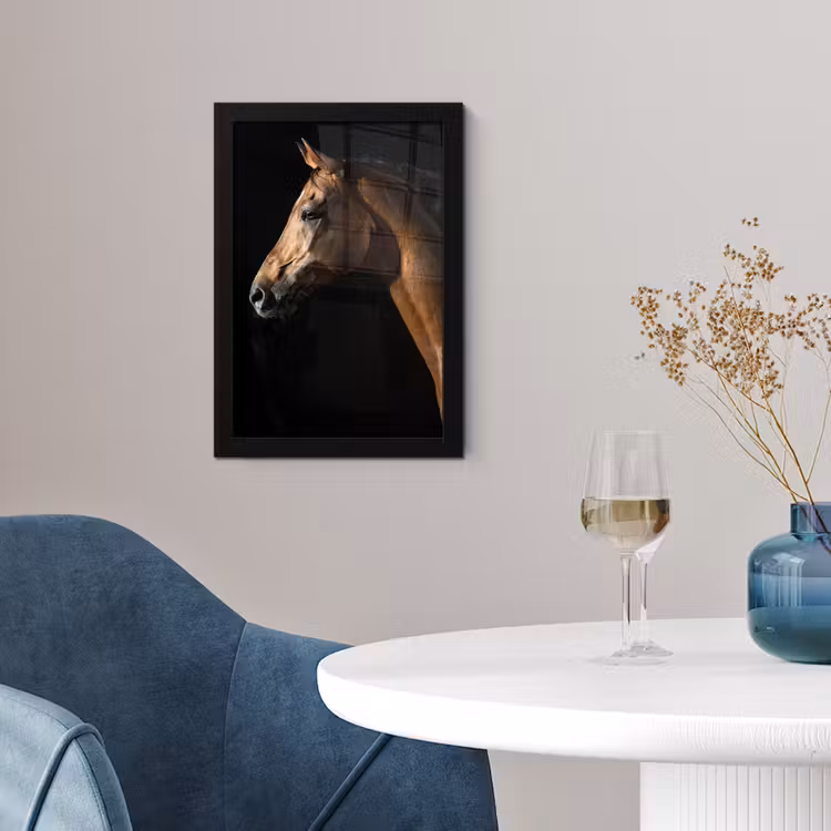 Poster met lijst - Paard - Dieren - Nacht - Zwart — 4