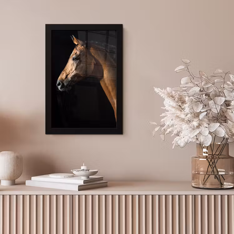 Poster met lijst - Paard - Dieren - Nacht - Zwart — 5