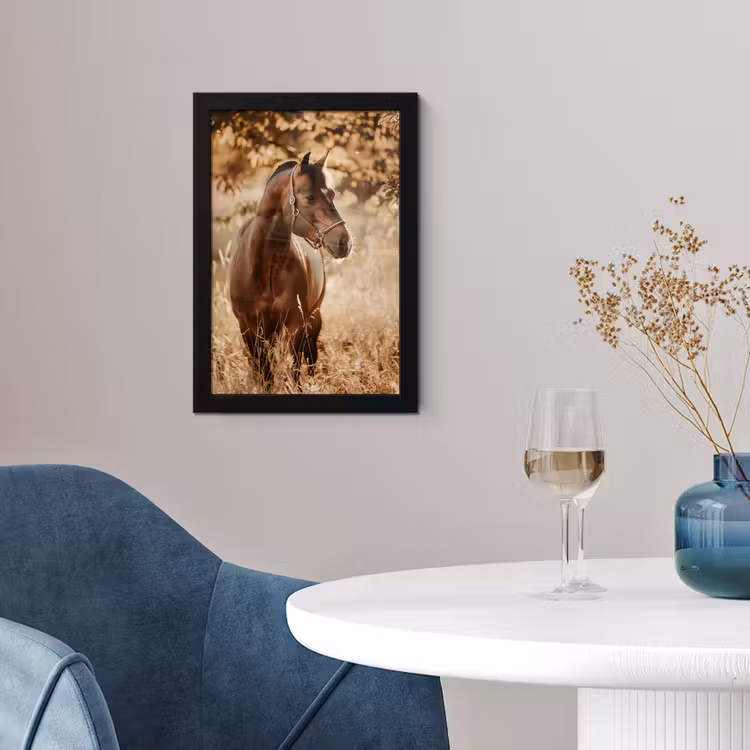Poster met lijst - Paard - Zon - Portret - Natuur - Bruin — 4