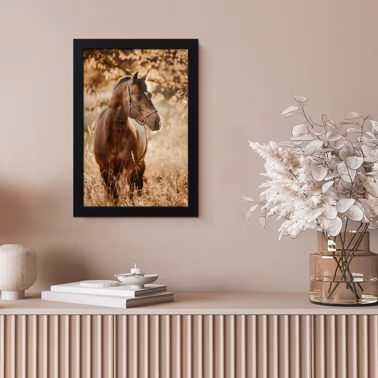 Poster met lijst - Paard - Zon - Portret - Natuur - Bruin — 5
