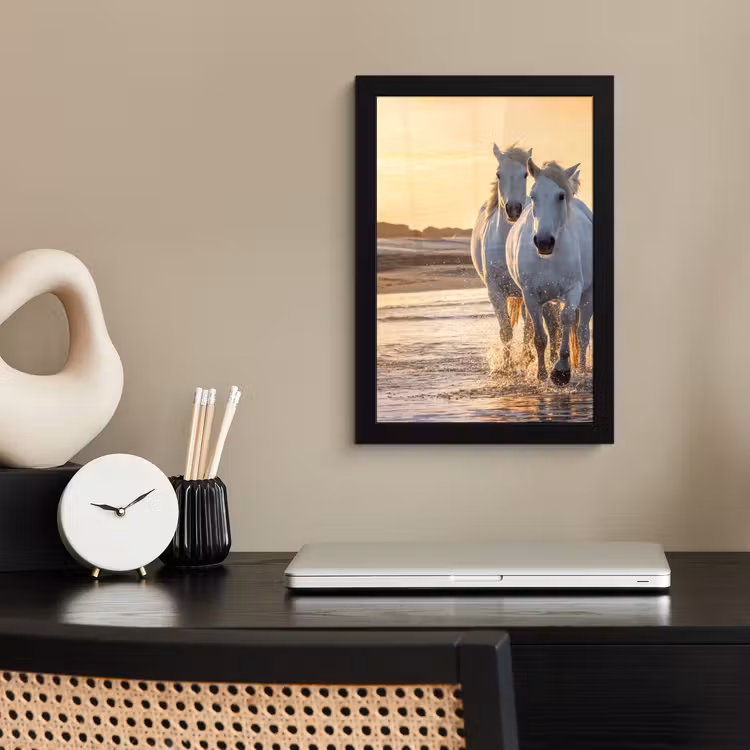 Poster met lijst - Paarden - Water - Strand - Dieren — 2