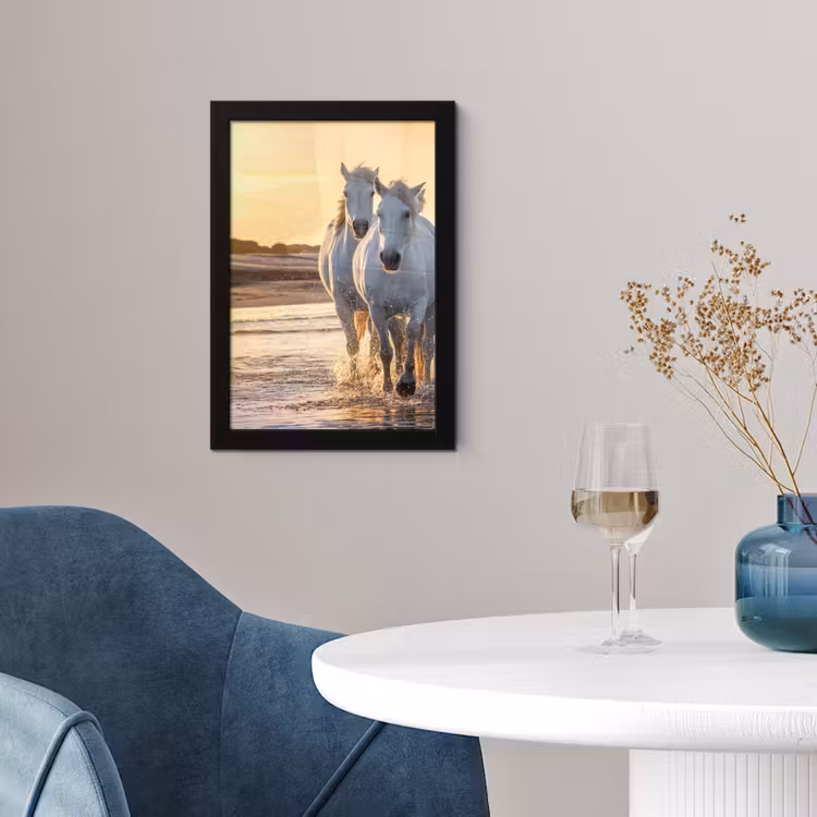 Poster met lijst - Paarden - Water - Strand - Dieren — 4