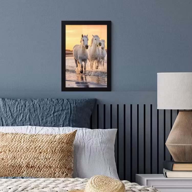 Poster met lijst - Paarden - Zon - Zee - Strand - Dieren — 3