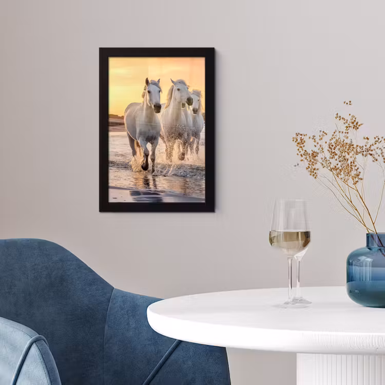 Poster met lijst - Paarden - Zon - Zee - Strand - Dieren — 4