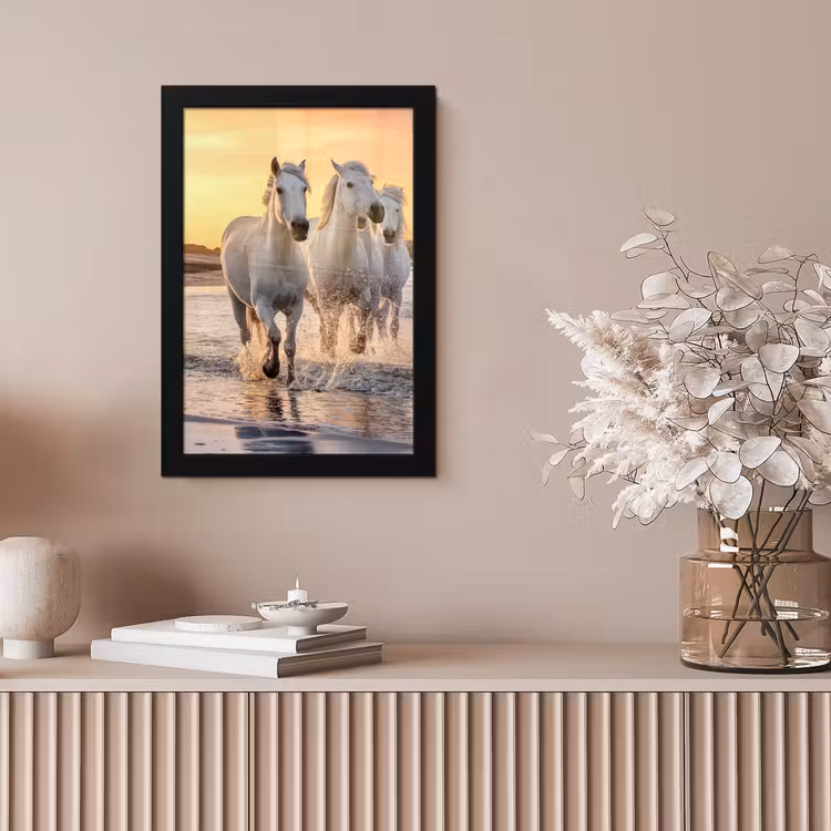 Poster met lijst - Paarden - Zon - Zee - Strand - Dieren — 5