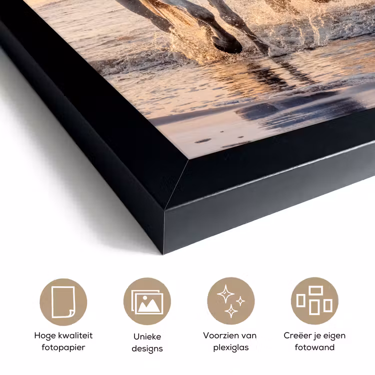 Poster met lijst - Paarden - Zon - Zee - Strand - Dieren — 6