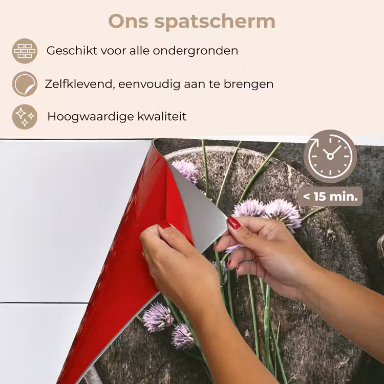 Spatscherm keuken - Bieslook - Keuken - Vijzel - Rustiek - Kruiden - Paars — 4