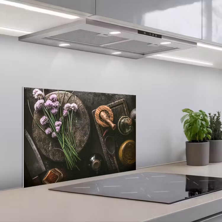 Spatscherm keuken - Bieslook - Keuken - Vijzel - Rustiek - Kruiden - Paars — 5