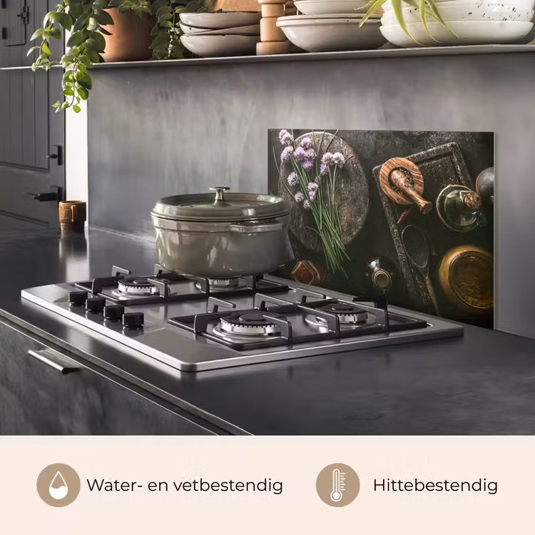 Spatscherm keuken - Bieslook - Keuken - Vijzel - Rustiek - Kruiden - Paars — 7