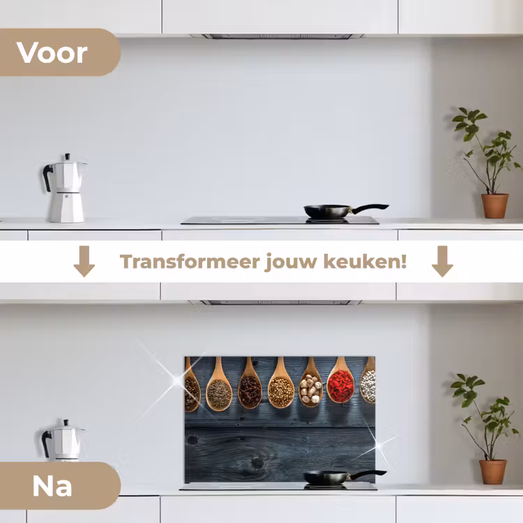 Spatscherm keuken - Kruiden - Lepels - Hout - Keuken - Specerijen - Industrieel — 3