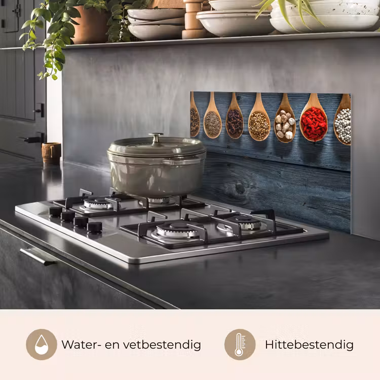 Spatscherm keuken - Kruiden - Lepels - Hout - Keuken - Specerijen - Industrieel — 7
