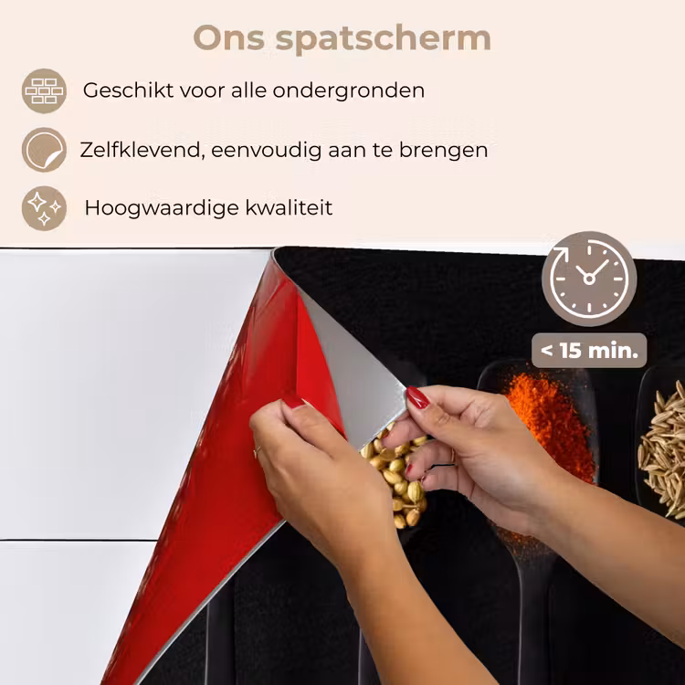 Spatscherm keuken - Lepels - Specerijen - Zwart - Kruiden - Rustiek — 4