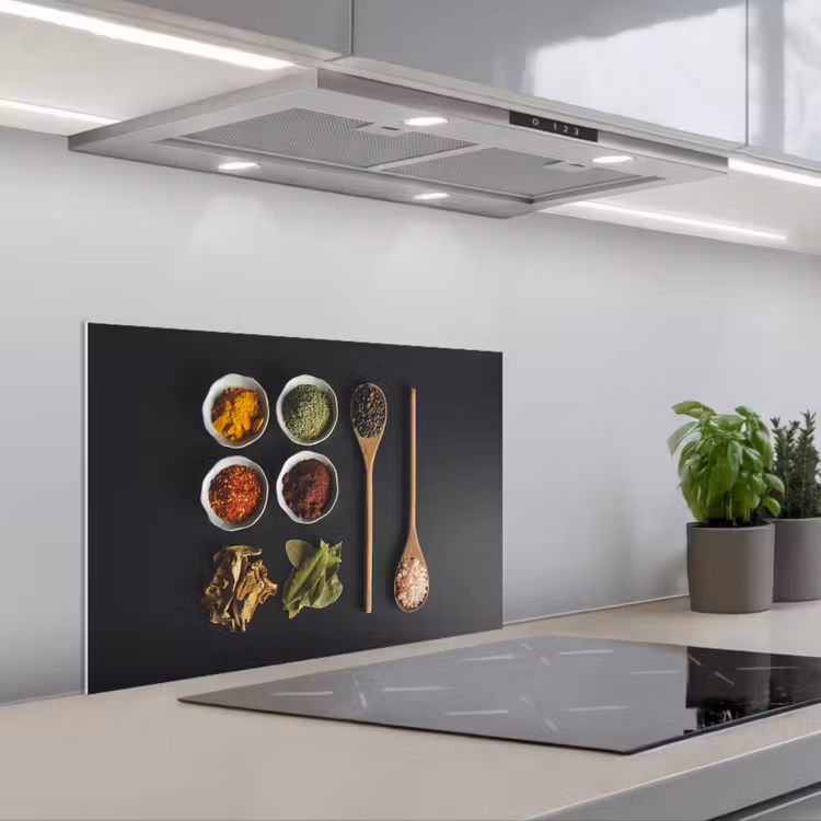 Spatscherm keuken - Pollepel - Specerijen - Kruiden - Groen - Bruin - Rustiek — 5