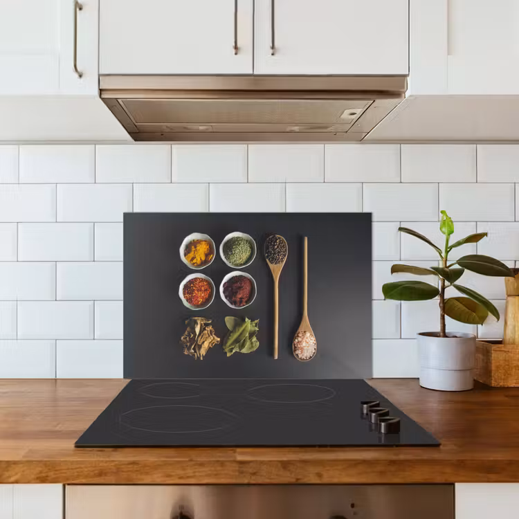 Spatscherm keuken - Pollepel - Specerijen - Kruiden - Groen - Bruin - Rustiek — 6