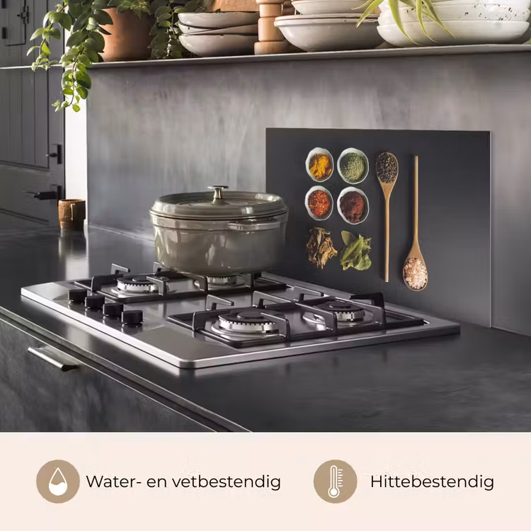 Spatscherm keuken - Pollepel - Specerijen - Kruiden - Groen - Bruin - Rustiek — 7