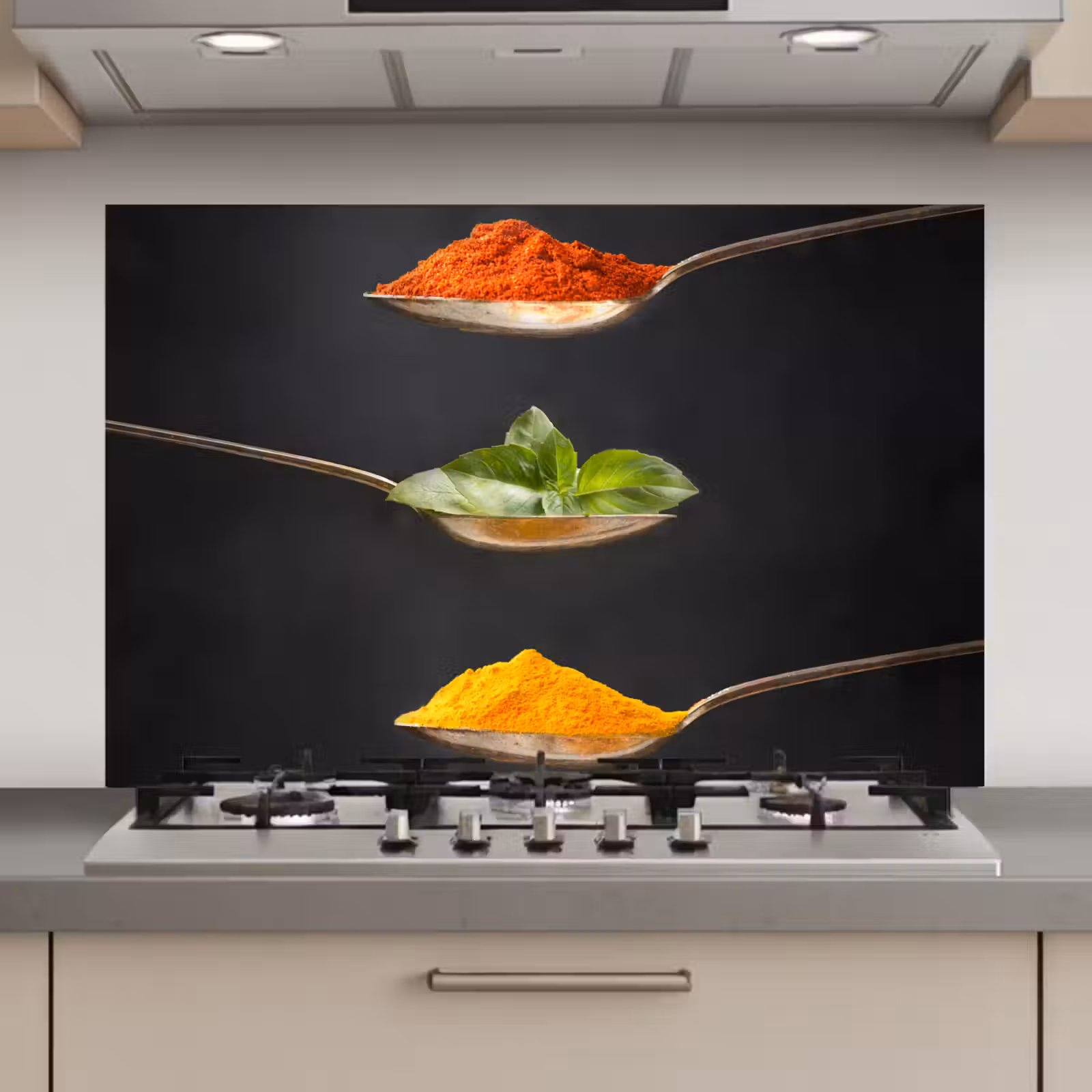 Spatscherm keuken - Kruiden - Lepel - Specerijen - Zwart - Italiaans — 1
