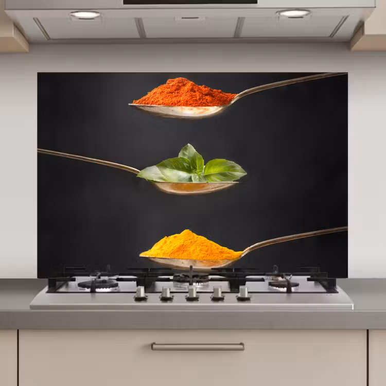 Spatscherm keuken - Kruiden - Lepel - Specerijen - Zwart - Italiaans — 1