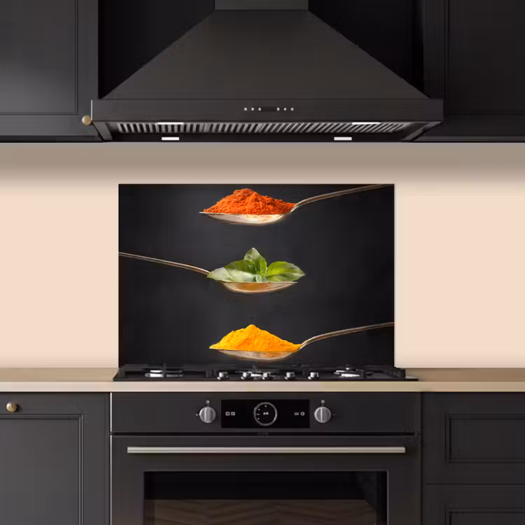 Spatscherm keuken - Kruiden - Lepel - Specerijen - Zwart - Italiaans — 2