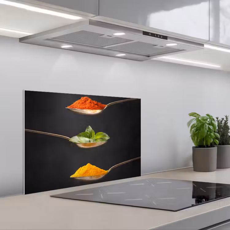 Spatscherm keuken - Kruiden - Lepel - Specerijen - Zwart - Italiaans — 5