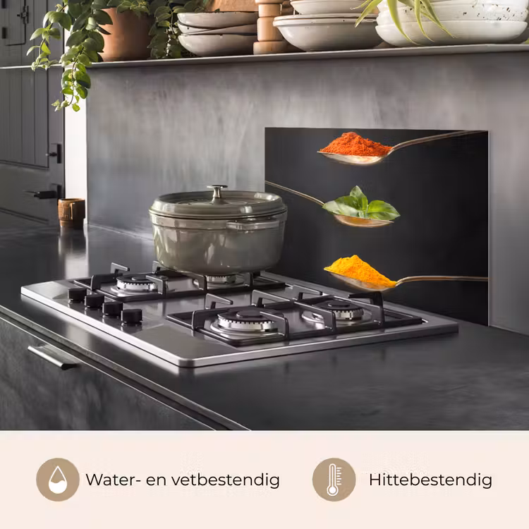 Spatscherm keuken - Kruiden - Lepel - Specerijen - Zwart - Italiaans — 7