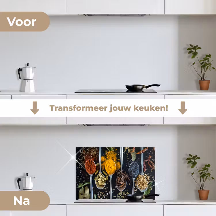 Spatscherm keuken - Kruiden - Lepel - Specerijen - Zwart - Keuken — 3