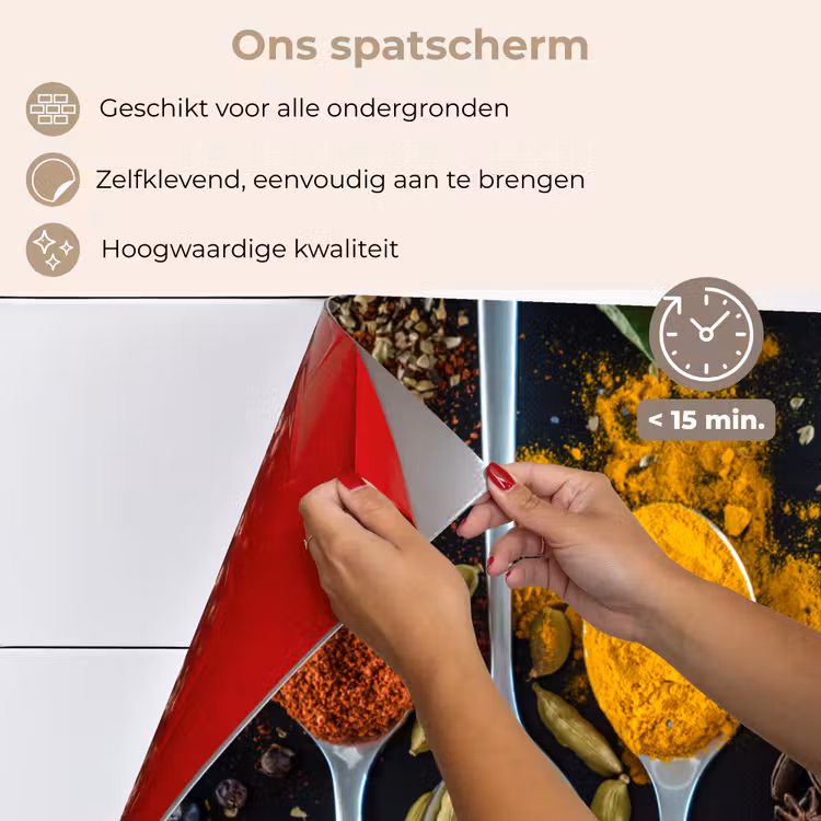 Spatscherm keuken - Kruiden - Lepel - Specerijen - Zwart - Keuken — 4