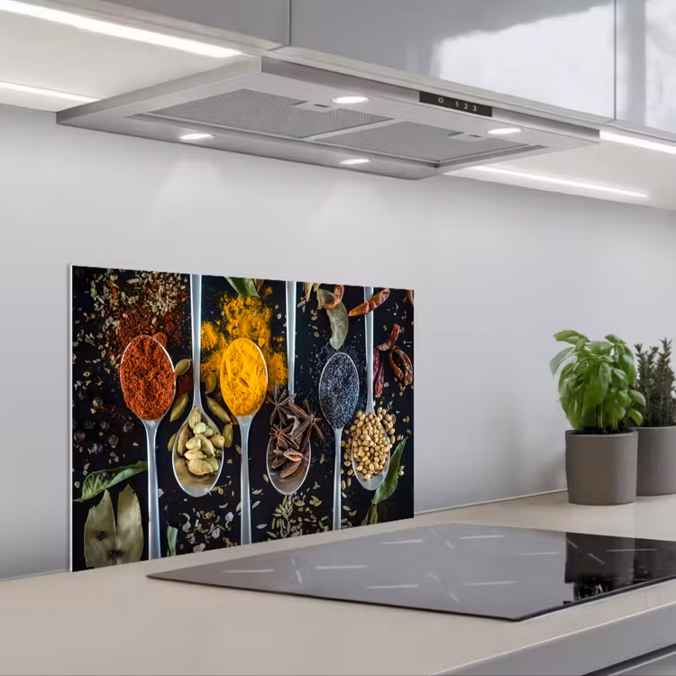Spatscherm keuken - Kruiden - Lepel - Specerijen - Zwart - Keuken — 5