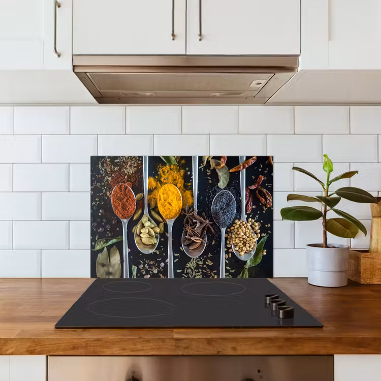 Spatscherm keuken - Kruiden - Lepel - Specerijen - Zwart - Keuken — 6