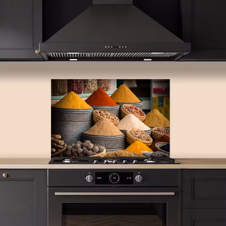 Spatscherm keuken - Kruiden - Ton - Specerijen - Geel - Bruin — 2