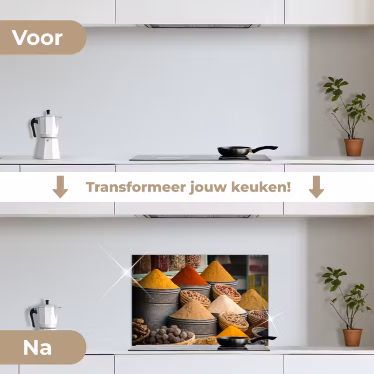 Spatscherm keuken - Kruiden - Ton - Specerijen - Geel - Bruin — 3