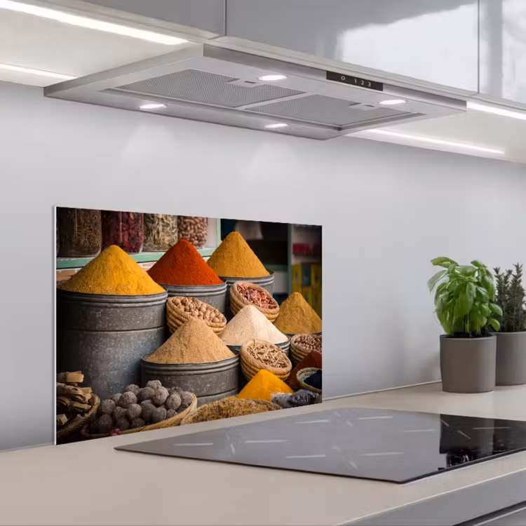 Spatscherm keuken - Kruiden - Ton - Specerijen - Geel - Bruin — 5