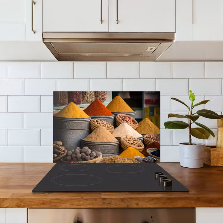 Spatscherm keuken - Kruiden - Ton - Specerijen - Geel - Bruin — 6