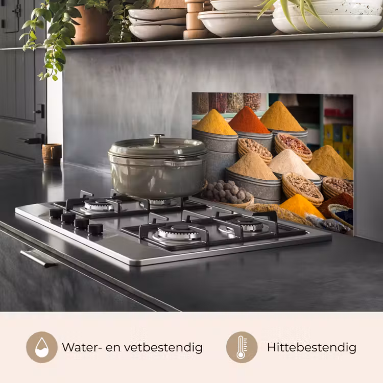Spatscherm keuken - Kruiden - Ton - Specerijen - Geel - Bruin — 7