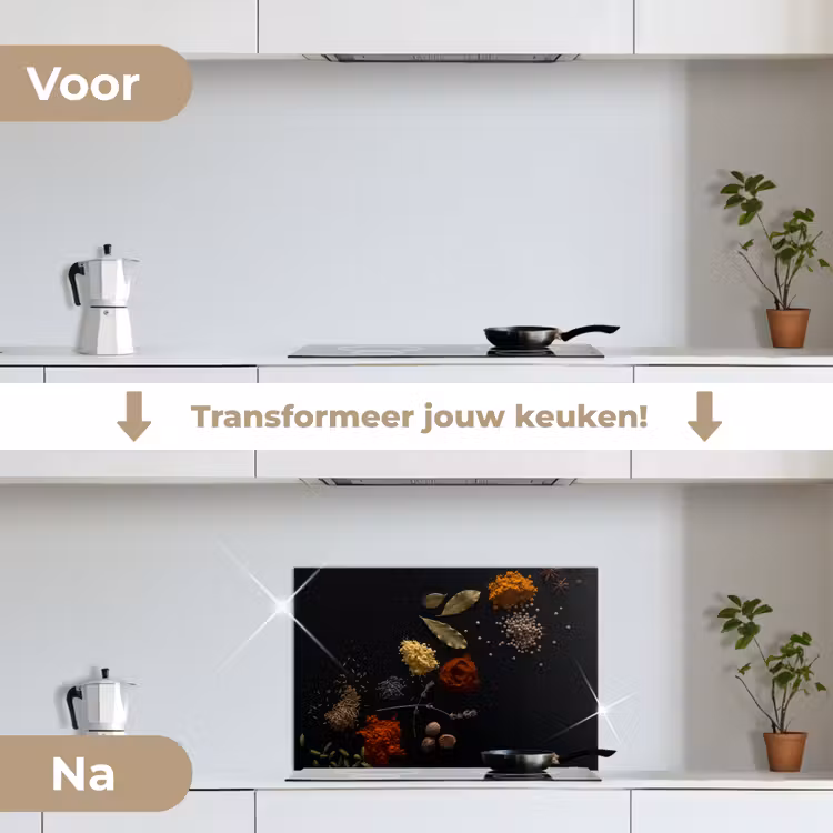 Spatscherm keuken - Kruiden - Zwart - Specerijen - Keuken - Koken — 3