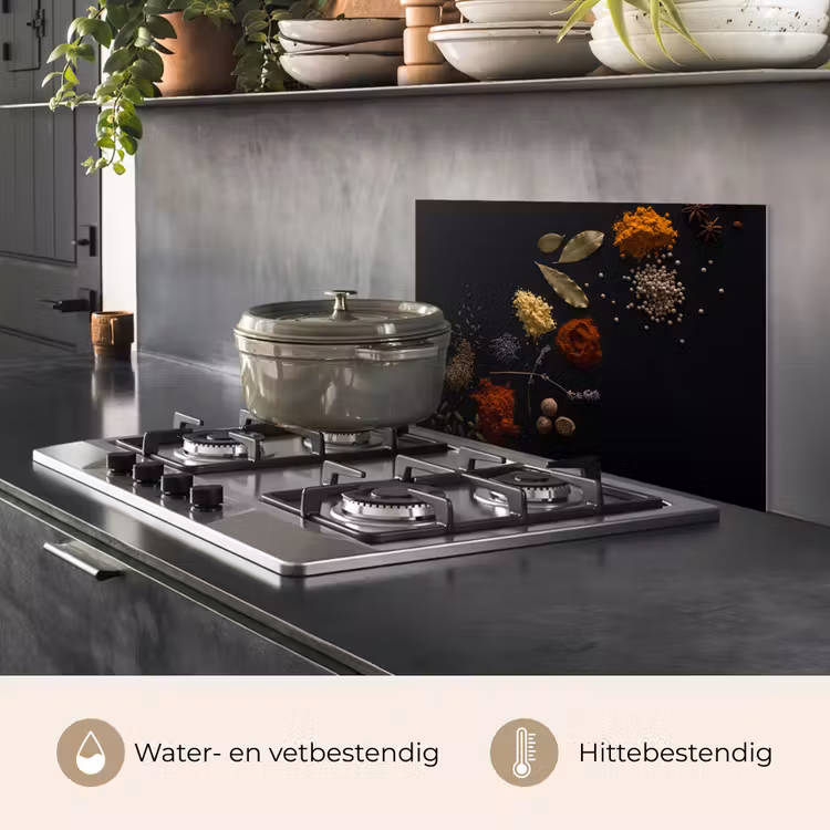 Spatscherm keuken - Kruiden - Zwart - Specerijen - Keuken - Koken — 7