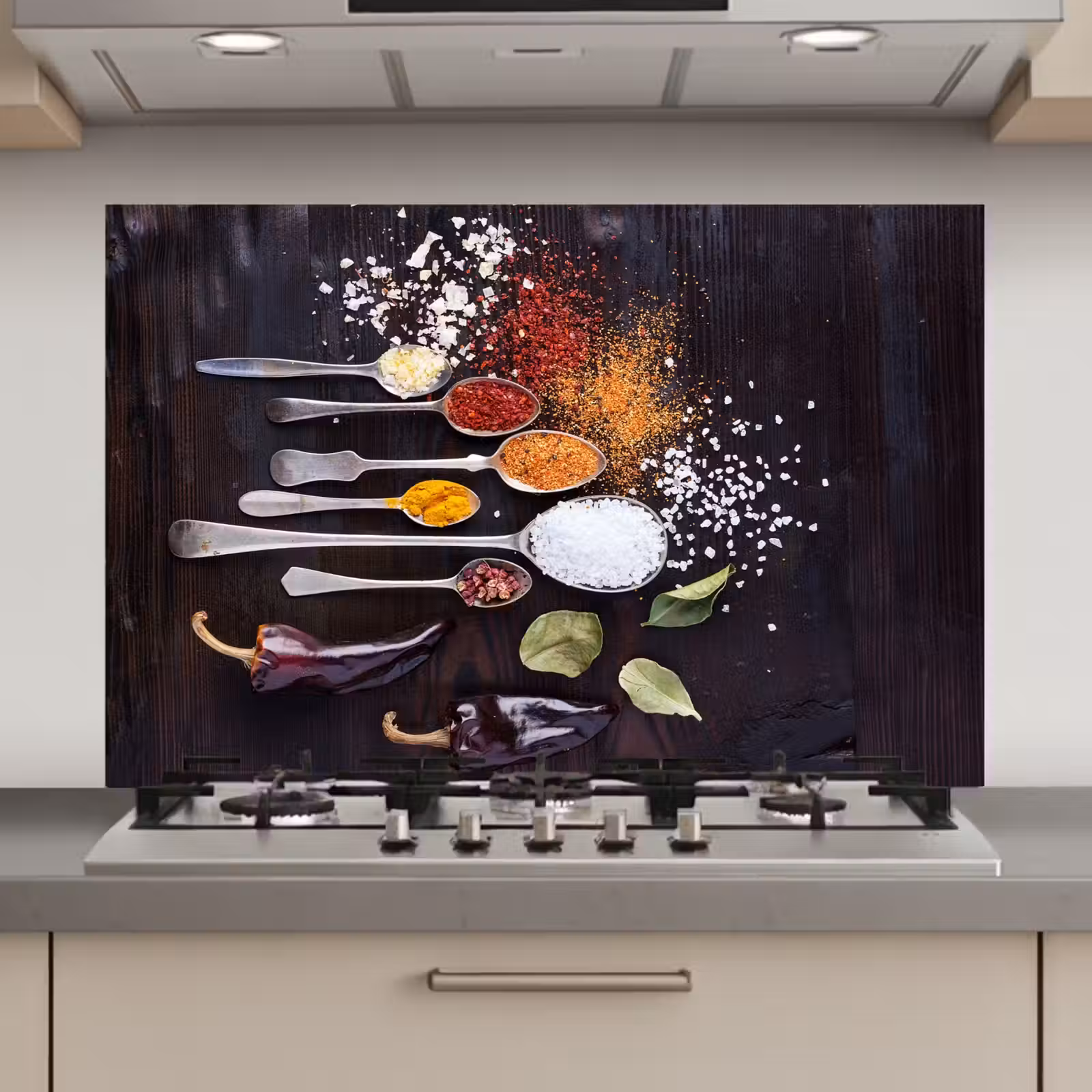 Spatscherm keuken - Kruiden - Lepels - Specerijen - Industrieel — 1
