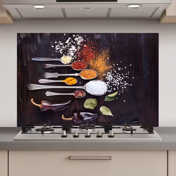 Spatscherm keuken - Kruiden - Lepels - Specerijen - Industrieel — 1