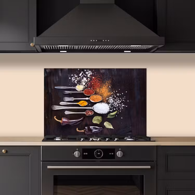 Spatscherm keuken - Kruiden - Lepels - Specerijen - Industrieel — 2