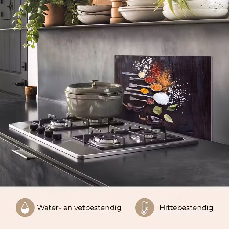 Spatscherm keuken - Kruiden - Lepels - Specerijen - Industrieel — 7