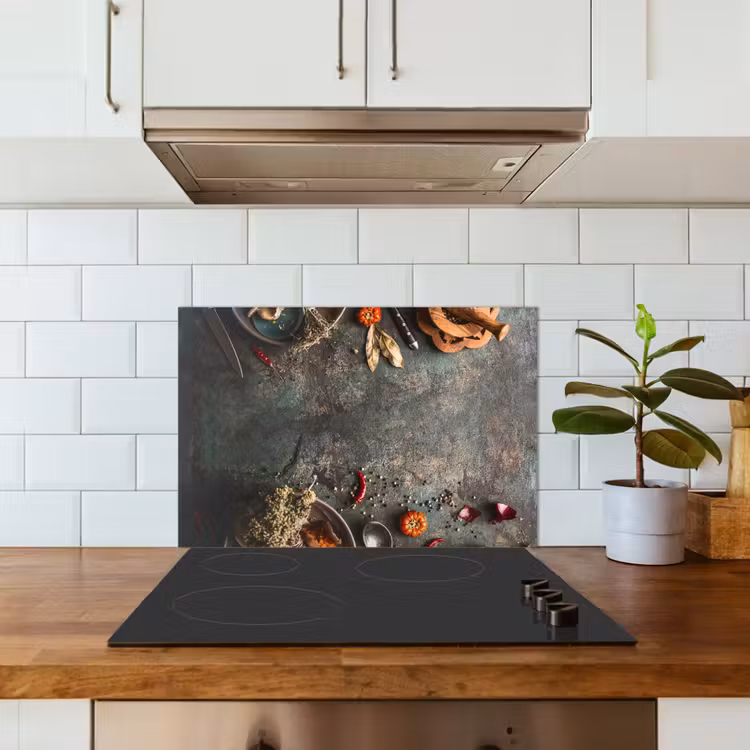 Spatscherm keuken - Marmer - Groente - Herfst - Pompoen - Rustiek - Kruiden — 6